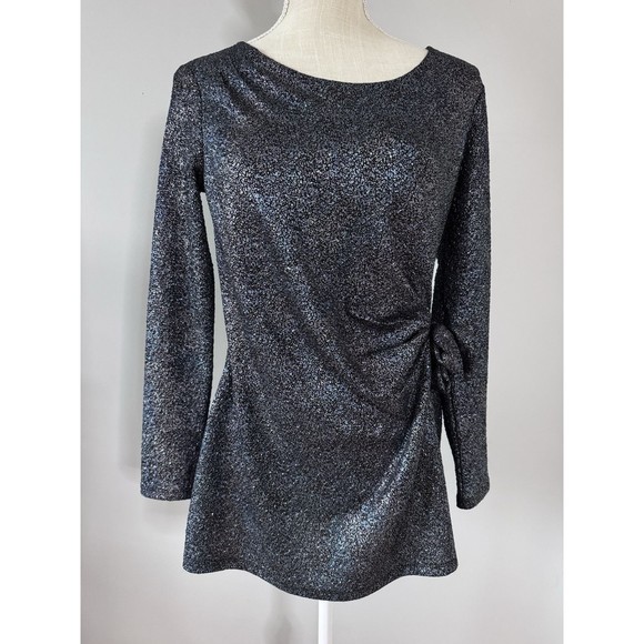 Clara Sun Woo Metallic Speckled Tie Front Long Sleeve Top Size Small - Picture 1 of 7